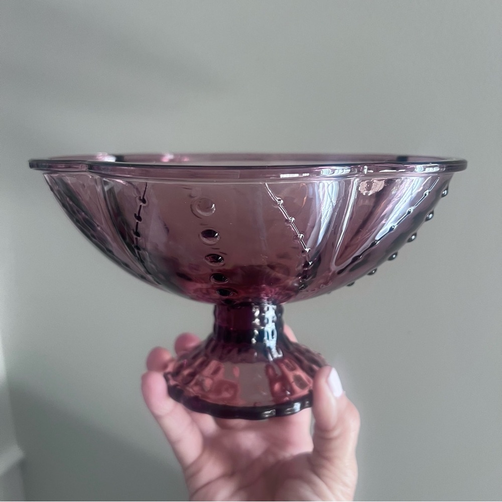 Purple Amethyst color Pedestal Bowl With Hobnail Detail Ikea vintage inspired …